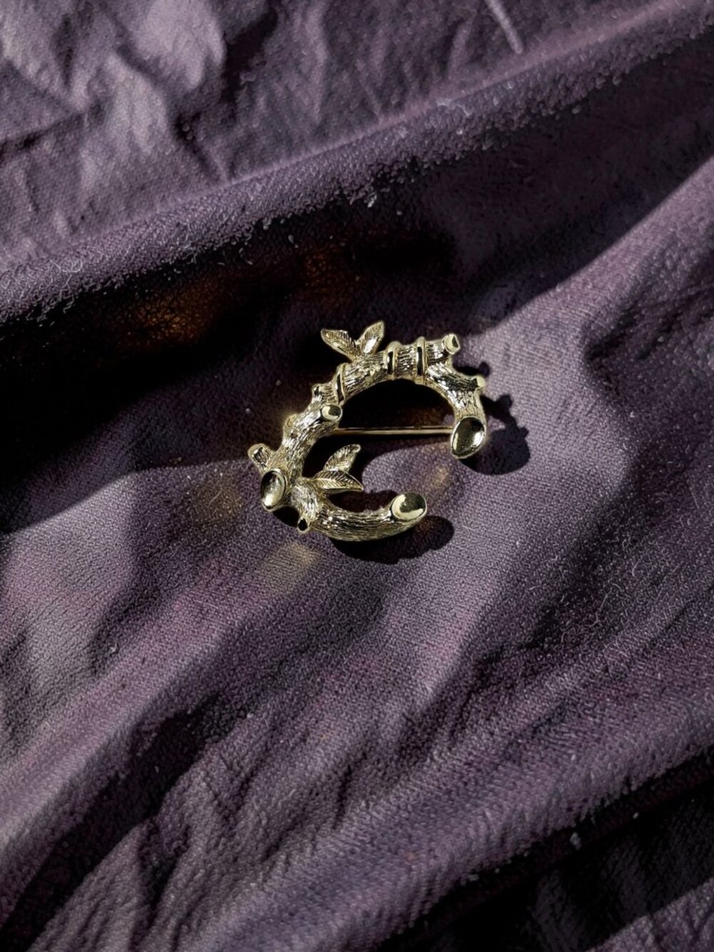 Vintage Sarah Coventry Goldtone  Initial "C"  Tree Branch Brooch / Pin